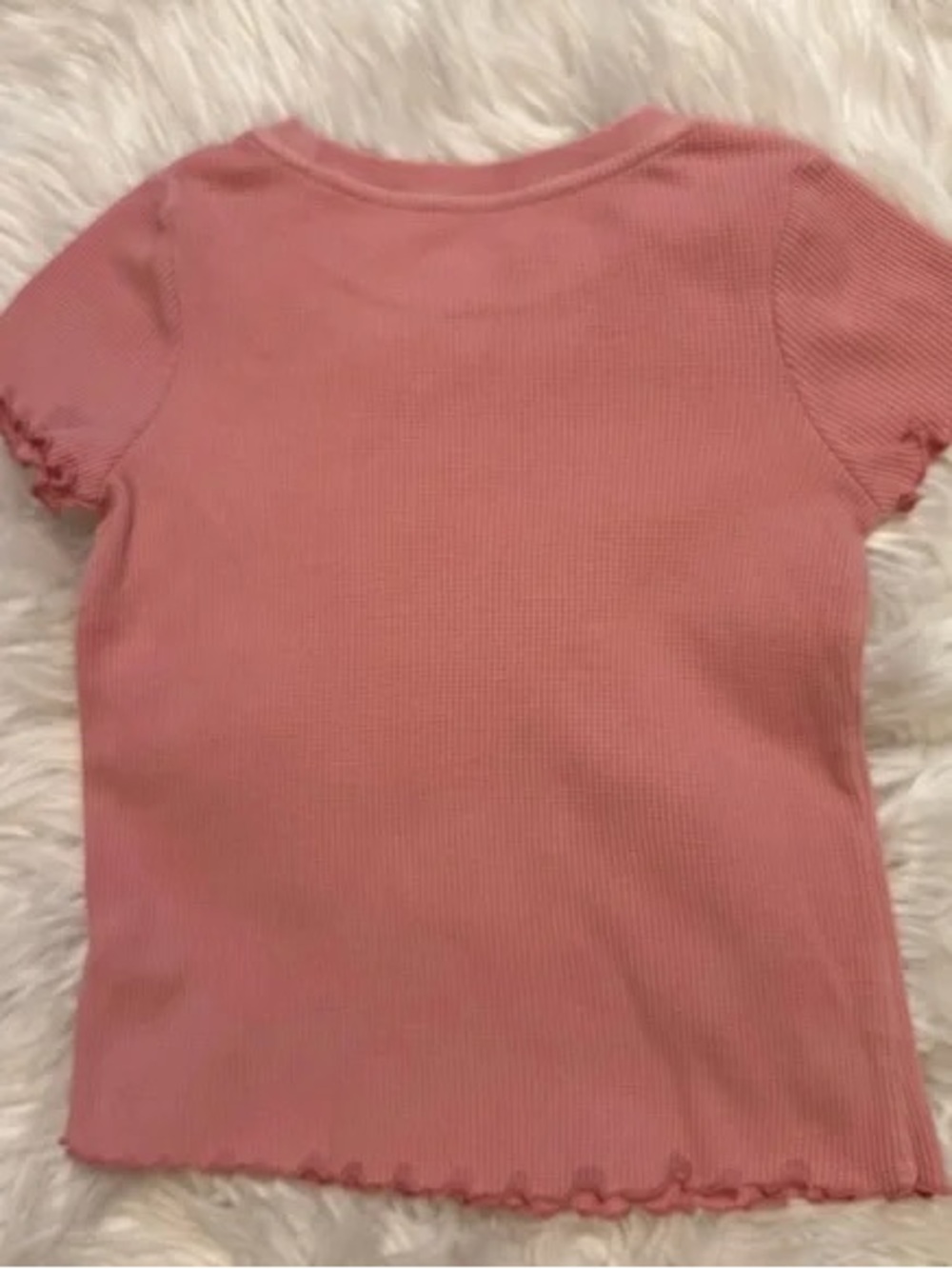 Girls Pink Ribbed Short Sleeve Tee